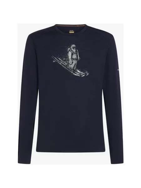 Koszulka z długim rękawem Icebreaker Merino Oasis Crewe Skiing Yeti ciemnoniebieski S niebieska