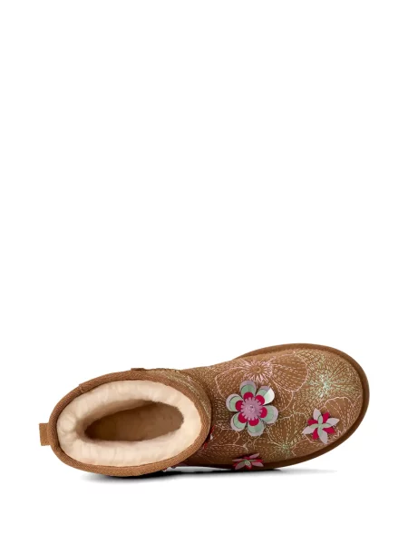 Φλοράλ μποτάκια Ugg με απλικέ κλασικό καφέ