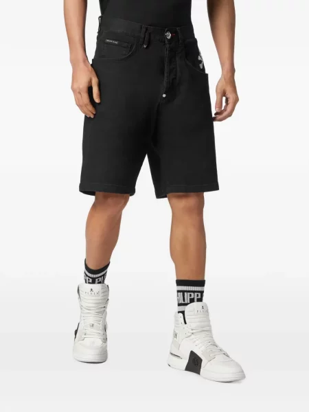 Pantaloni scurți din denim Philipp Plein negru