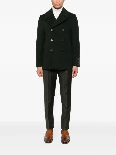 Pantaloni Berwich cu dungi plisate verde