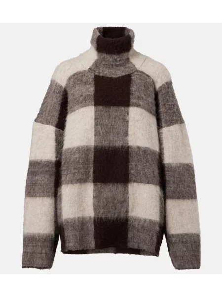 Heláncă Proenza Schouler din lână alpaca în carouri maro