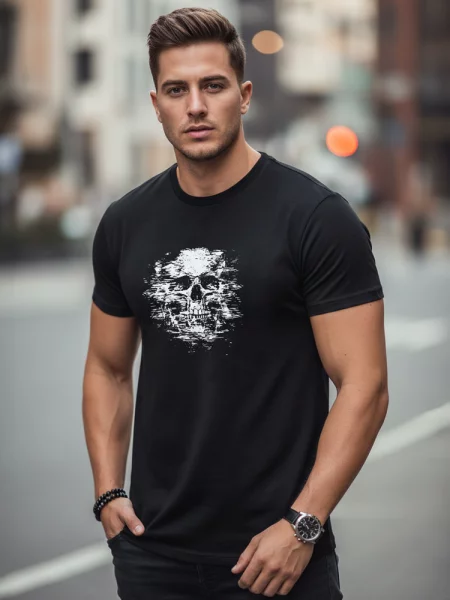 T-shirt z rozmytym nadrukiem czaszki Dstreet czarny