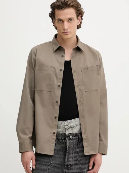 HUGO cămașă cu guler clasic regular verde