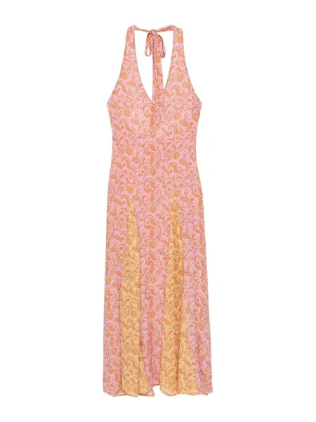 Pull&Bear Rochie de vară / verde pastel / portocaliu / roz galben