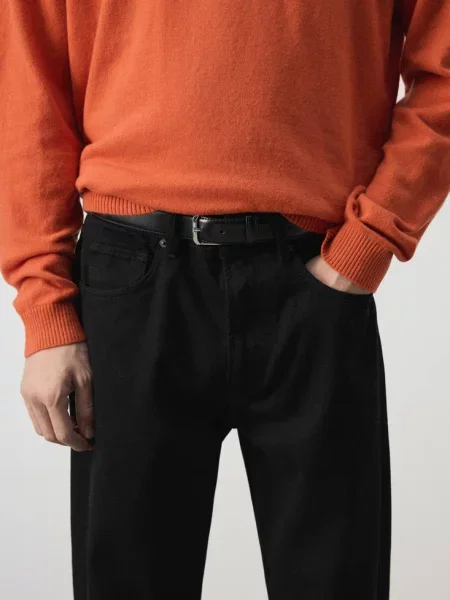 Jeansy relaxed fit black denim Mężczyzna 44 MANGO MAN czarne