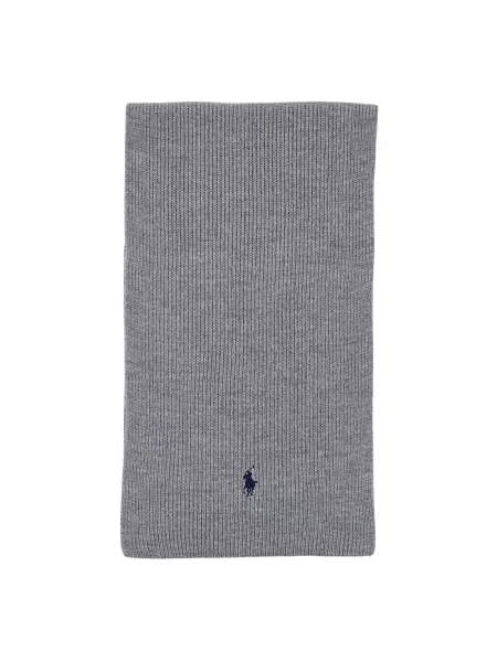 Szal z czystej wełny z wyhaftowanym logo Polo Ralph Lauren szara