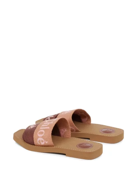 Sandale Chloé cu broderie fără toc roz