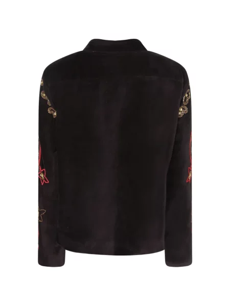 Geacă Philippa 1970 de catifea cu model paisley negru