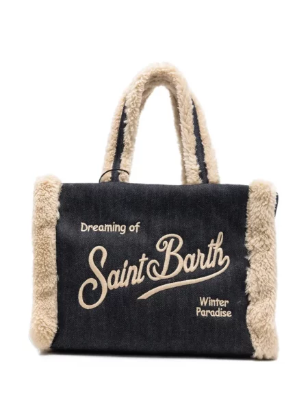 Shopperka Mc2 Saint Barth z owczej skóry niebieska