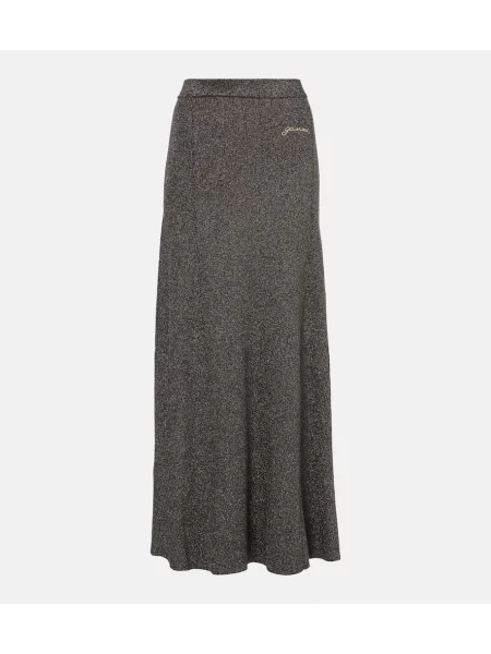Fusta maxi Ganni tricotate gri