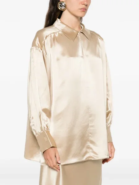 Bluză By Malene Birger cu decolteu în V lungă auriu