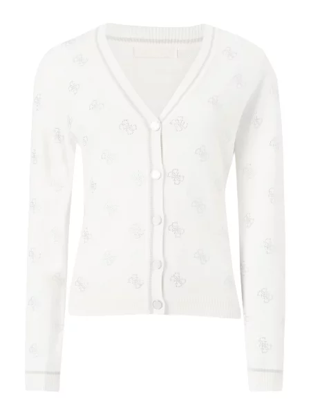 GUESS Geacă tricotată crem / argintiu alb