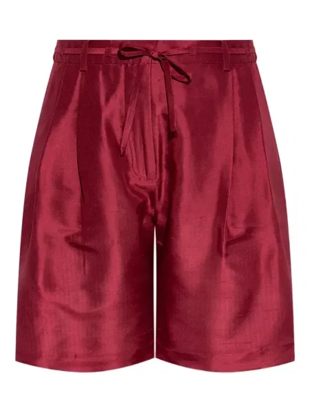 Pantaloni scurți Munthe din satin plisate roșu