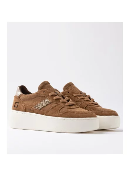 Sneakersy D.a.t.e. na platformie brązowe