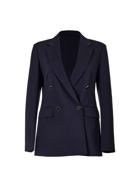 Dzianinowa marynarka Max Mara Studio dwurzędowa niebieska