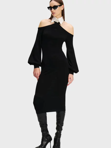 Трикотажна костюмна сукня Karl Lagerfeld чорна