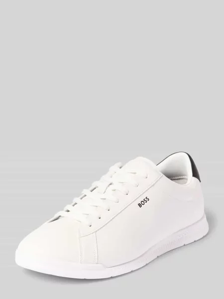 Sneakersy z skóropodobny model NITAN_LOWP_PLTD' Boss białe