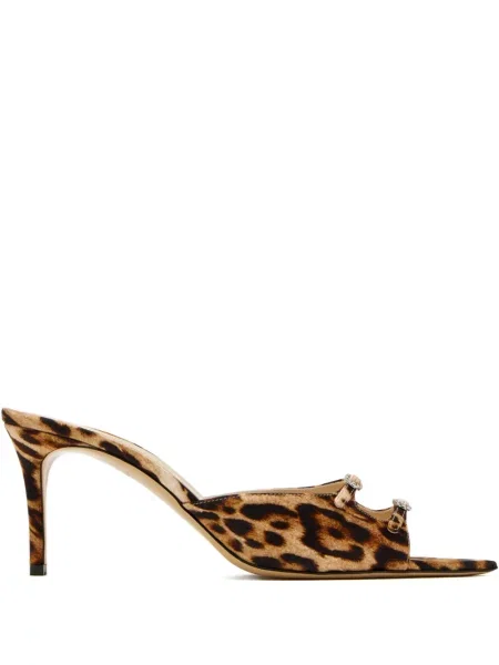 Sandale Andrea Wazen cu model leopard cu cataramă maro