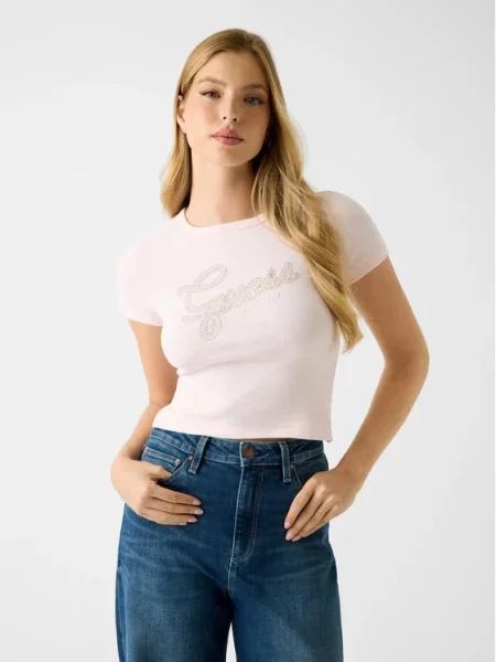 Классическая футболка Guess розовая