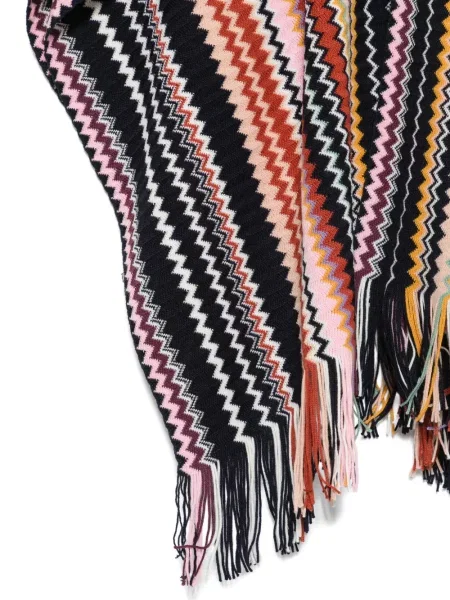 Плетено пончо Missoni с ресни черно