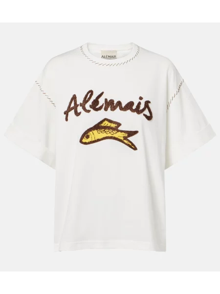 Tricou Alemais cu broderie alb