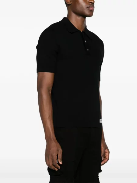 Krótka koszulka polo Balmain z wełny merino czarna