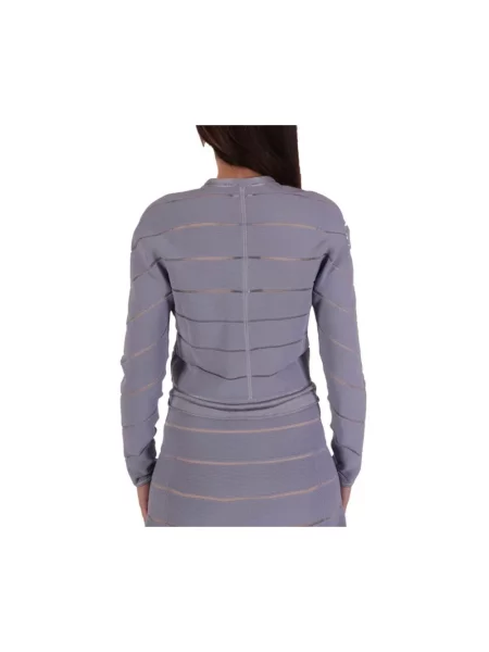 Dzianinowy sweter Emporio Armani w paski fioletowy