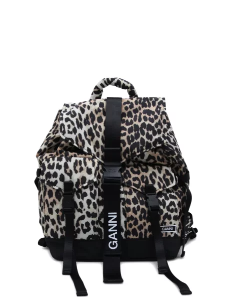 Rucsac Ganni cu imagine cu model leopard maro
