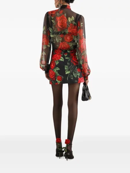Bluză Dolce & Gabbana din șifon cu imagine negru