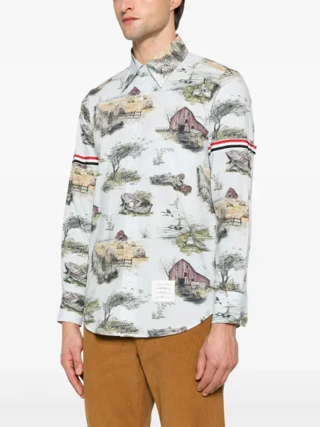 Cămașă Thom Browne cu imagine albastru