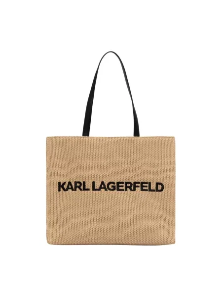 Karl Lagerfeld torebka tote pleciona K/ESSENTIAL brązowa