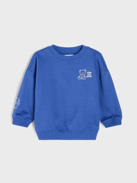 Sinsay Mikina crewneck s motivem medvídka indigo