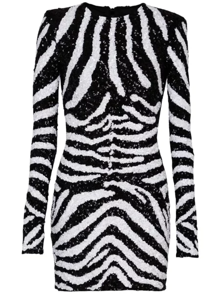 Rochie Balmain cu paiete cu model zebră de costum negru