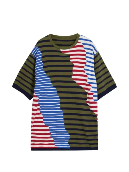 Tricou Desigual cu dungi asimetric verde