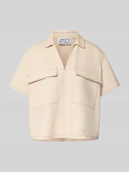 Bluzka jeansowa o kroju relaxed fit z z patką na piersi Jake*s Studio Woman biała