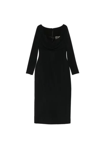 Rochie midi Elie Saab din dantelă drapată negru