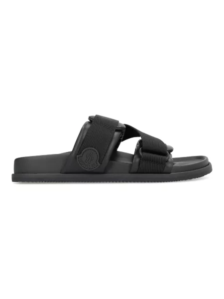 Klapki Moncler skórzane czarne