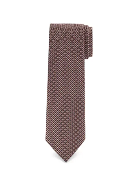 Cravată Brioni cu imprimeu geometric maro