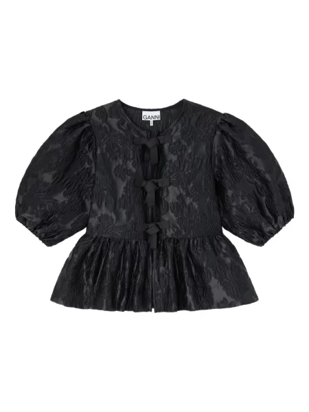 Top Ganni cu funde negru