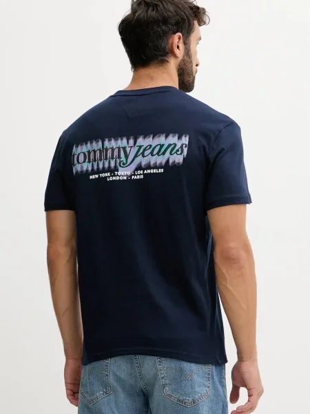 Тениска Tommy Jeans с принт тъмносиньо