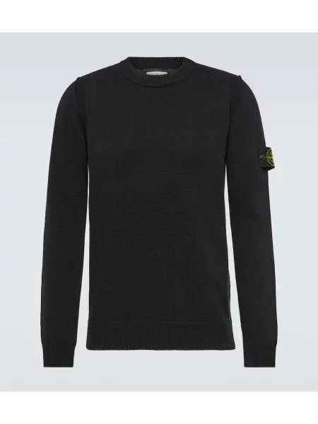 Pulover Stone Island de lână cu strasuri negru