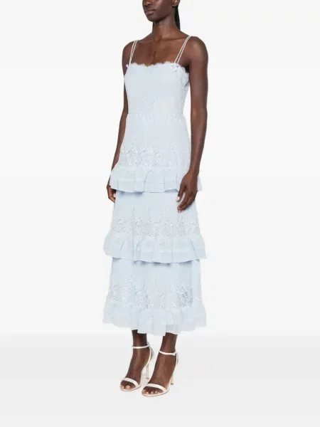 Rochie midi Self-portrait din dantelă albastru