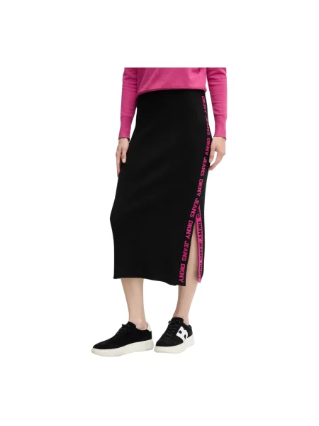 Spódnica midi Dkny z logo czarna