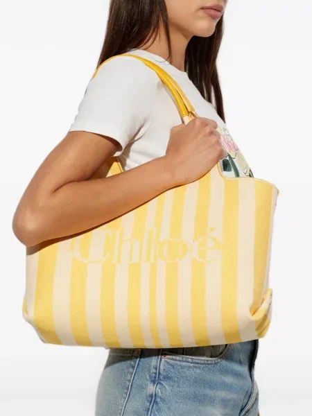 Geantă shopper Chloé din piele galben