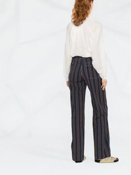 Pruhované kalhoty Tory Burch modré