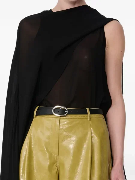 Top Toccin asimetric drapat negru