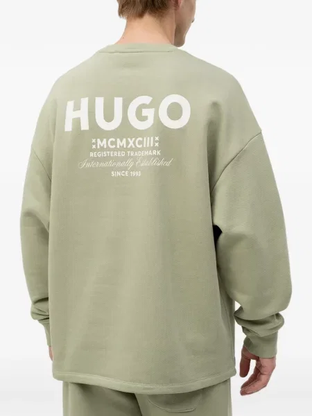 Hanorac Hugo cu imagine din material terry verde