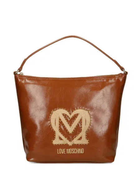 Geantă Love Moschino cu tepi maro