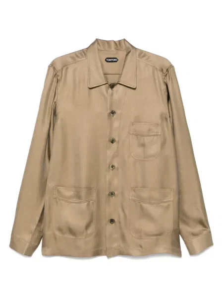 Копринена риза Tom Ford зелено