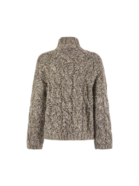 Sweter z golfem Brunello Cucinelli wełniany beżowy